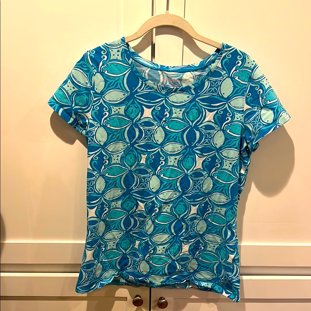 Lilly Pulitzer Vibrant Blue Patterned scoop neck, T-Shirt